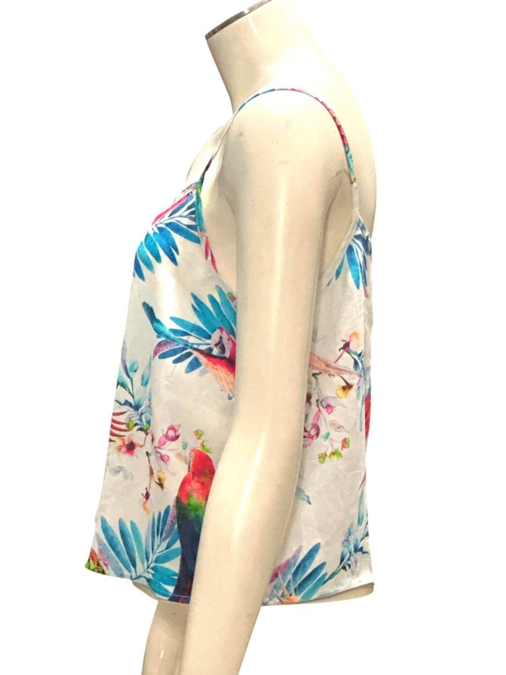 Forever 21 Size Small White Tropical Parrot Print Cami Tank Resortcore Glam Chic - Picture 5 of 10